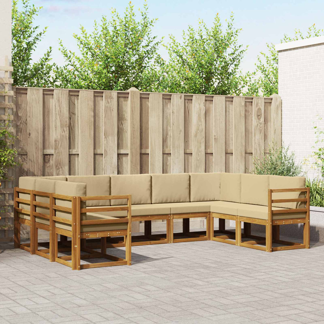 vidaXL Conjunto de sofás de exterior 9 uds. Natural y Beige