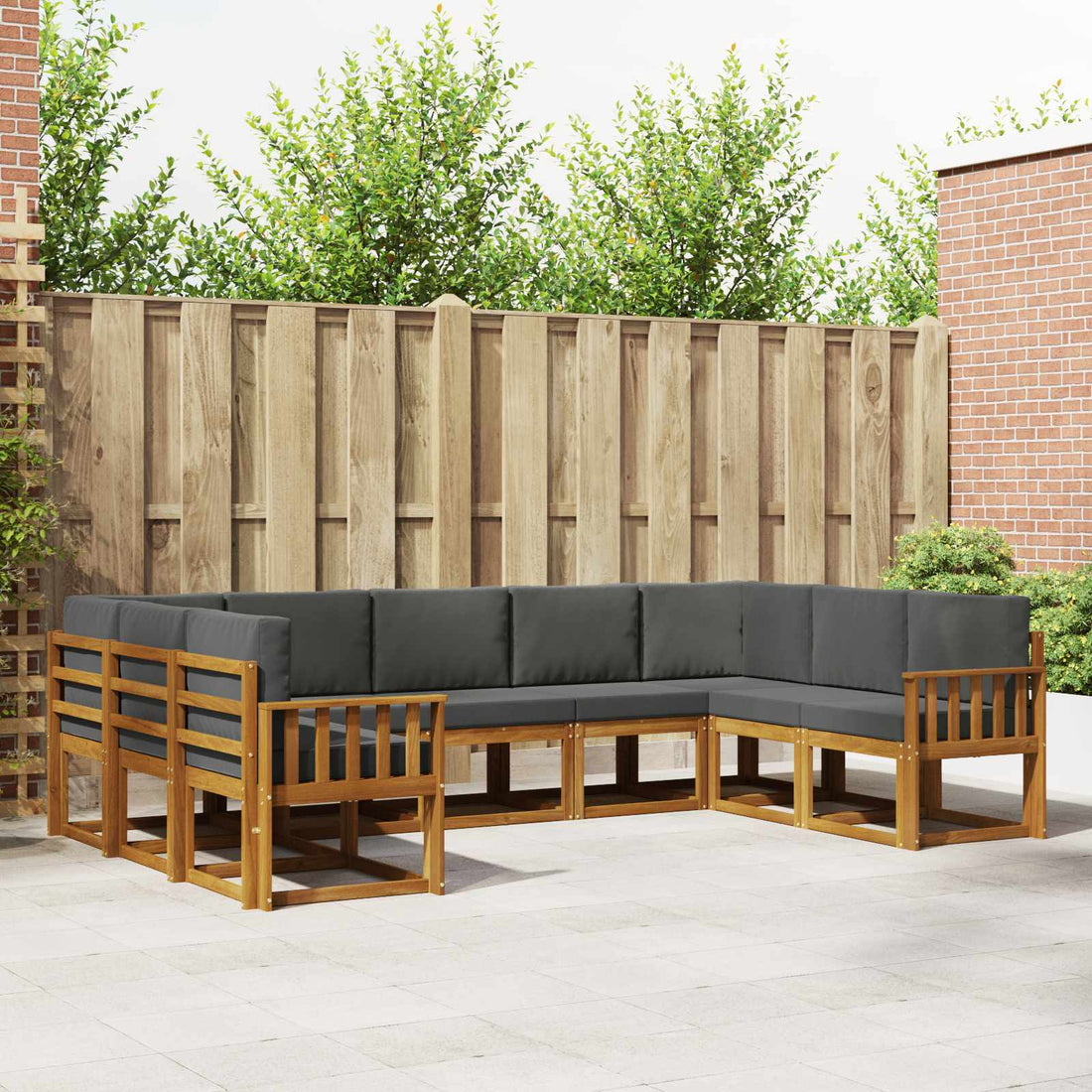 vidaXL Conjunto de sofás de exterior 9 uds. Natural y Antracita