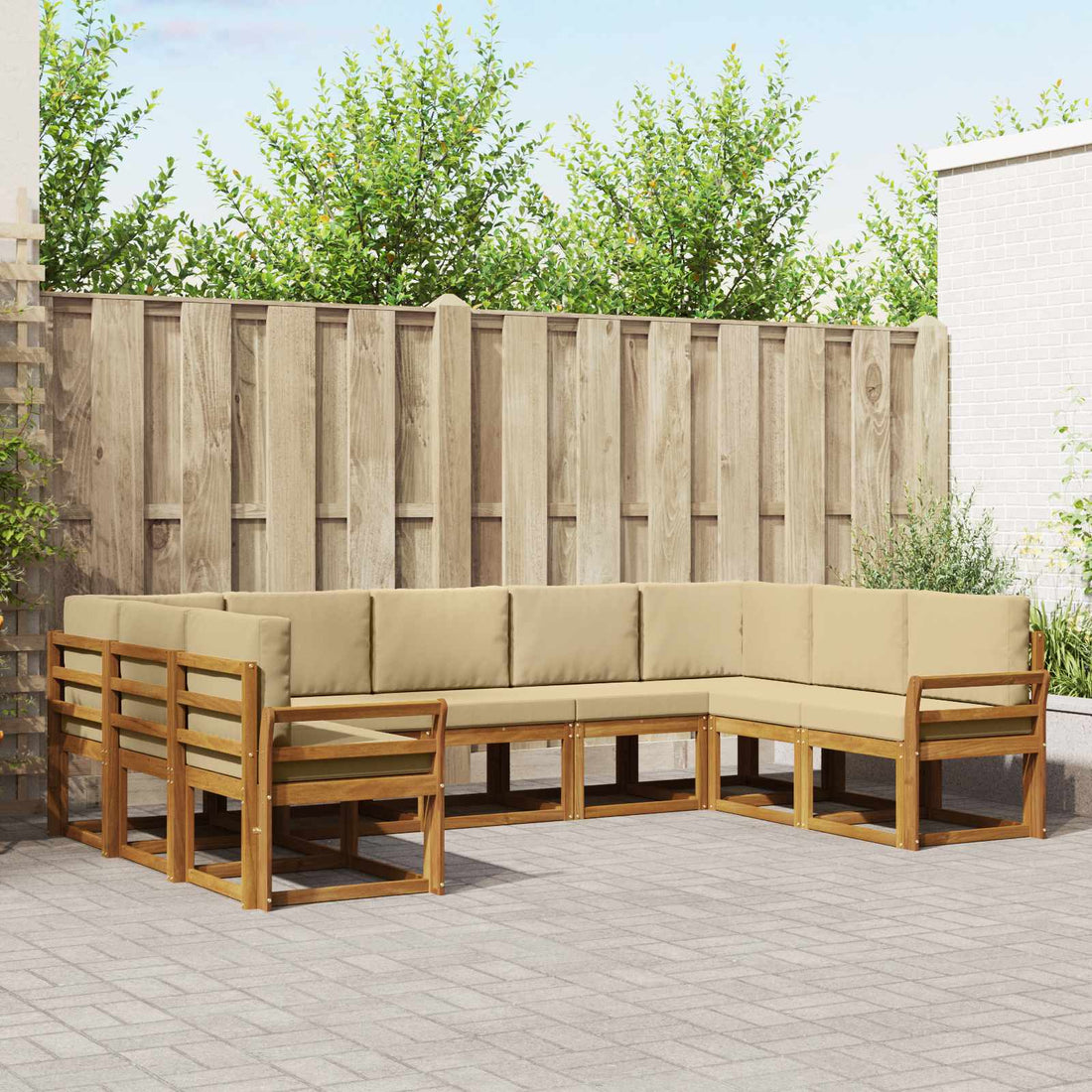 vidaXL Conjunto de sofás de exterior 9 uds. Natural y Beige