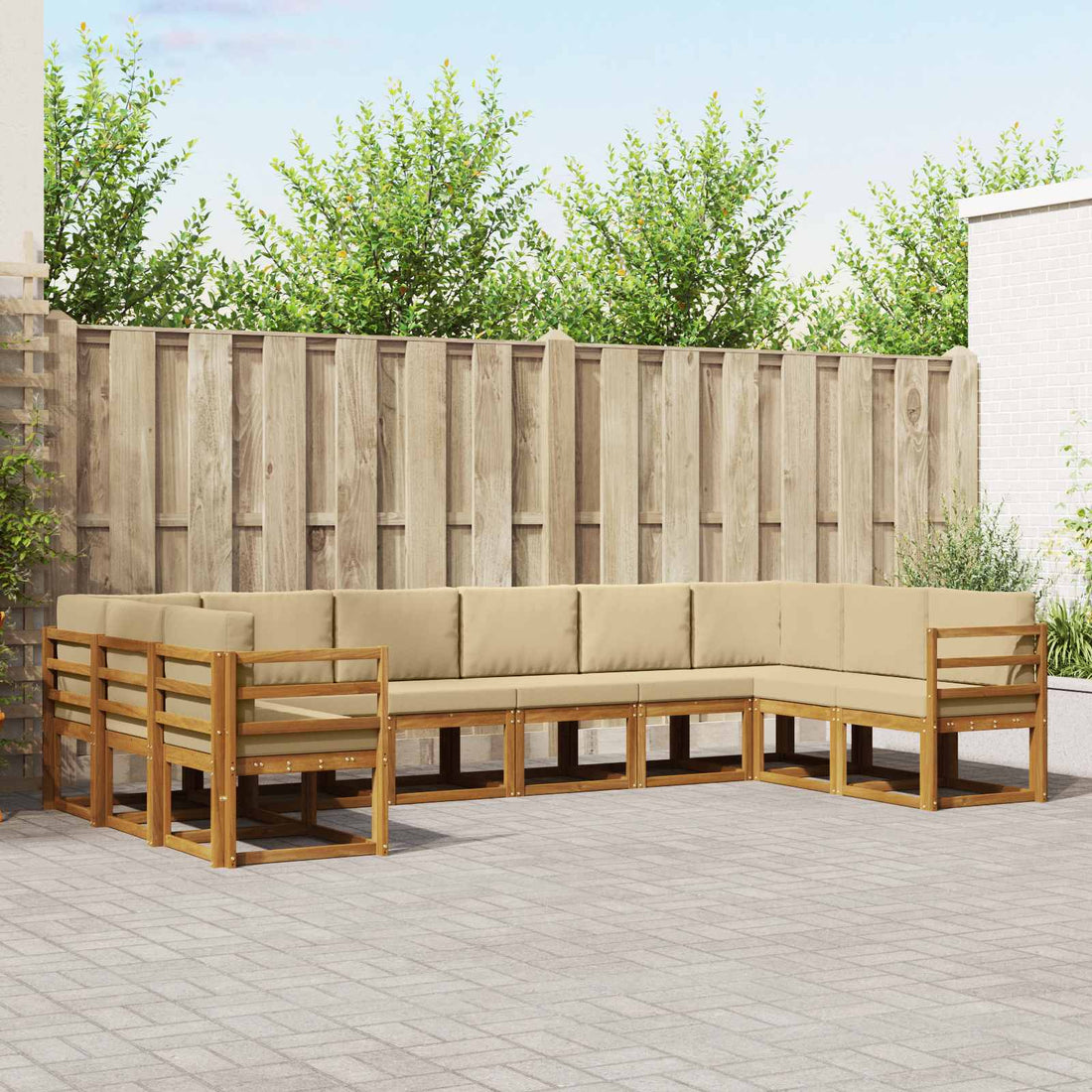vidaXL Conjunto de sofás de exterior 10 uds. Natural y Beige