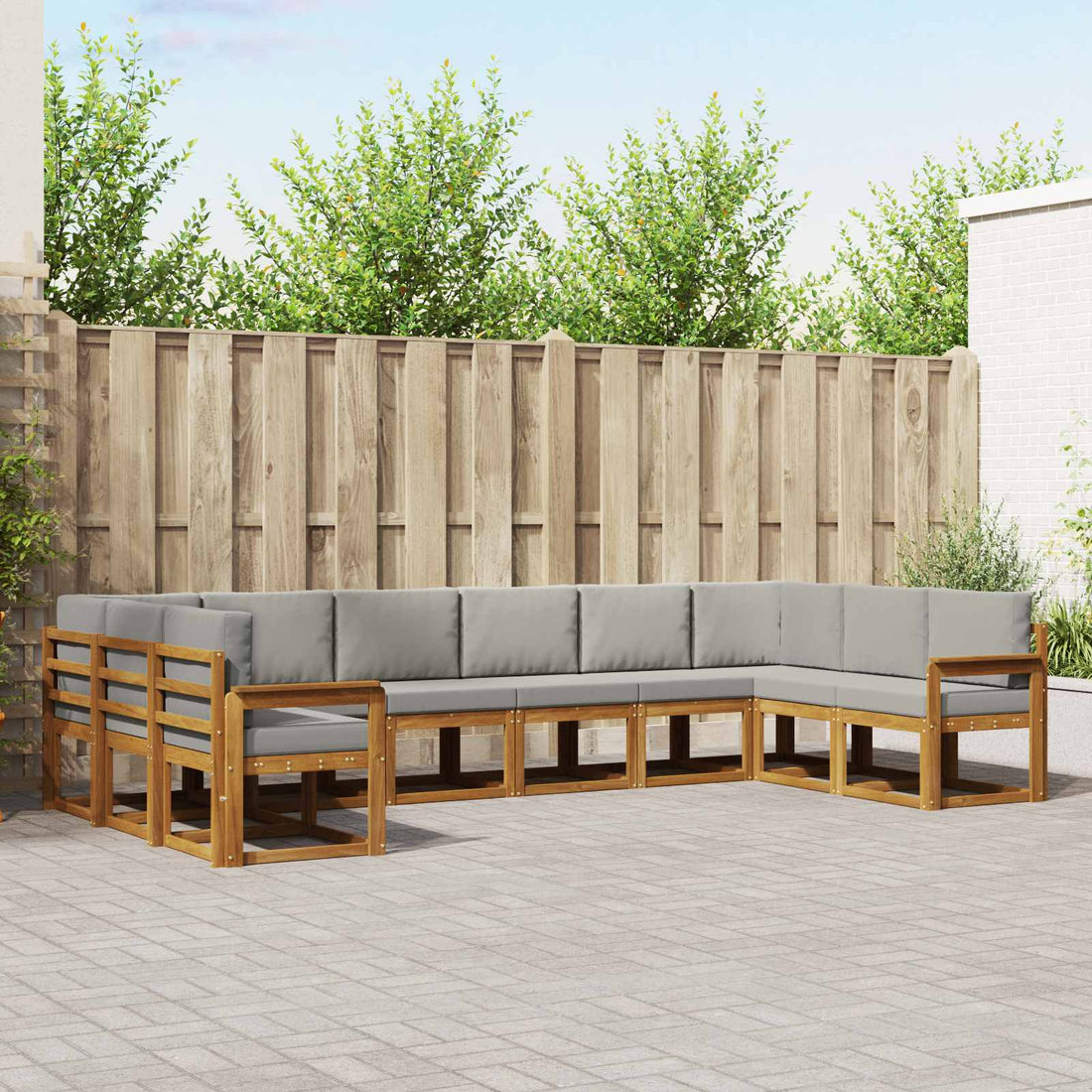 vidaXL Conjunto de sofás de exterior 10 uds. Gris Natural y Claro