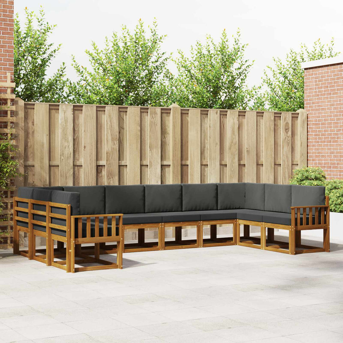 vidaXL Conjunto de sofás de exterior 10 uds. Natural y Antracita