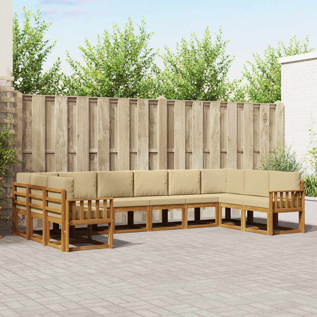 vidaXL Conjunto de sofás de exterior 10 uds. Natural y Beige