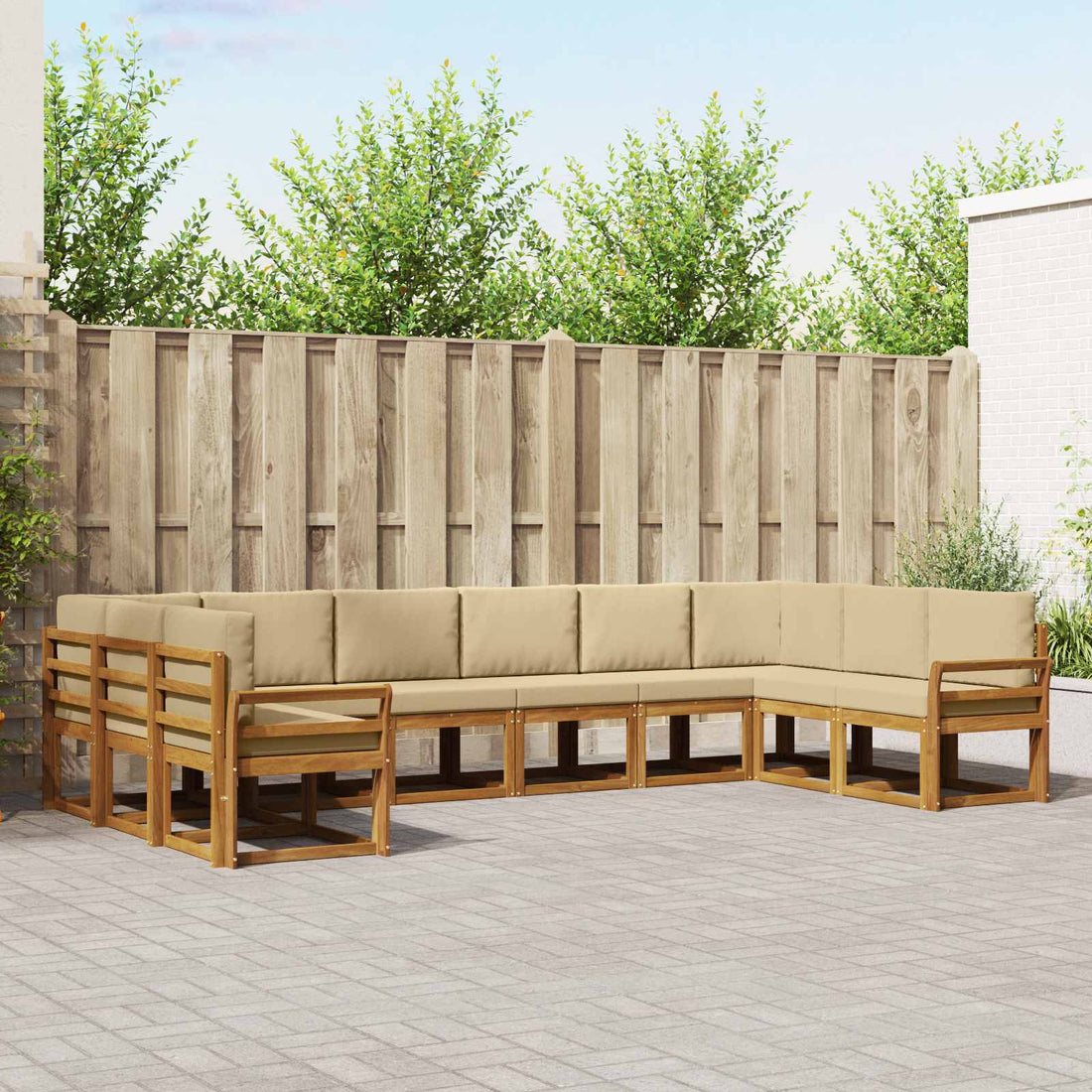 vidaXL Conjunto de sofás de exterior 10 uds. Natural y Beige