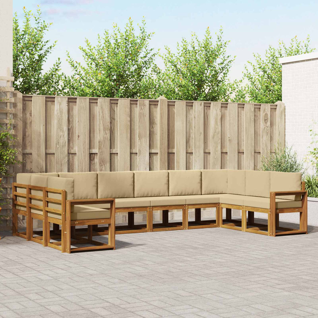 vidaXL Conjunto de sofás de exterior 10 uds. Natural y Beige