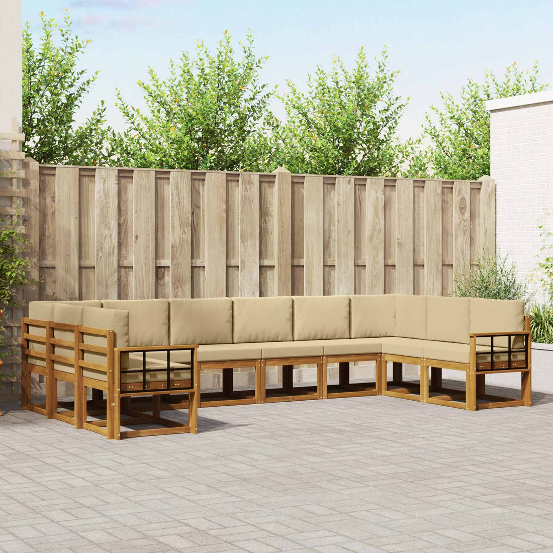 vidaXL Conjunto de sofás de exterior 10 uds. Natural y Beige