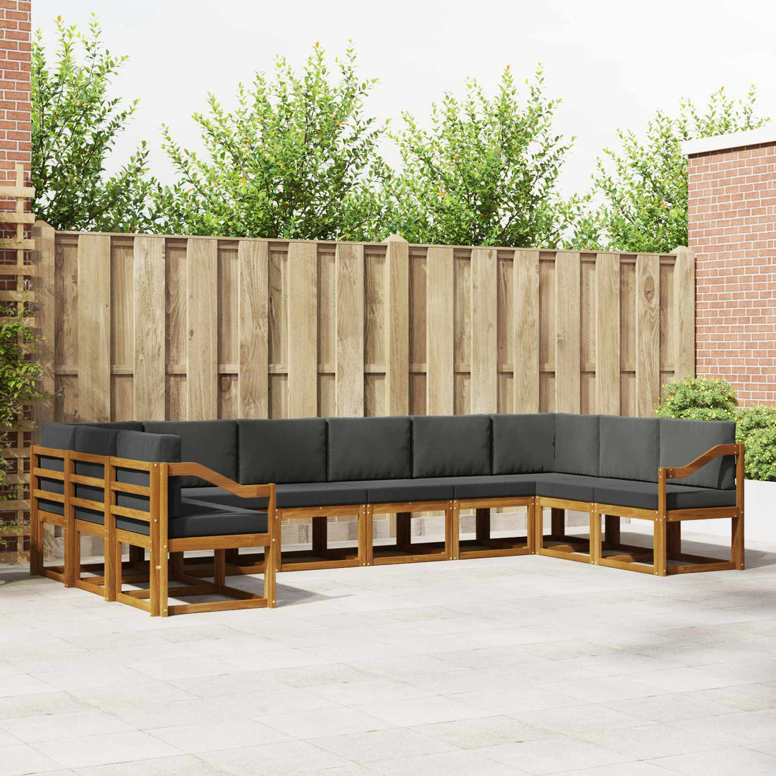 vidaXL Conjunto de sofás de exterior 10 uds. Natural y Antracita