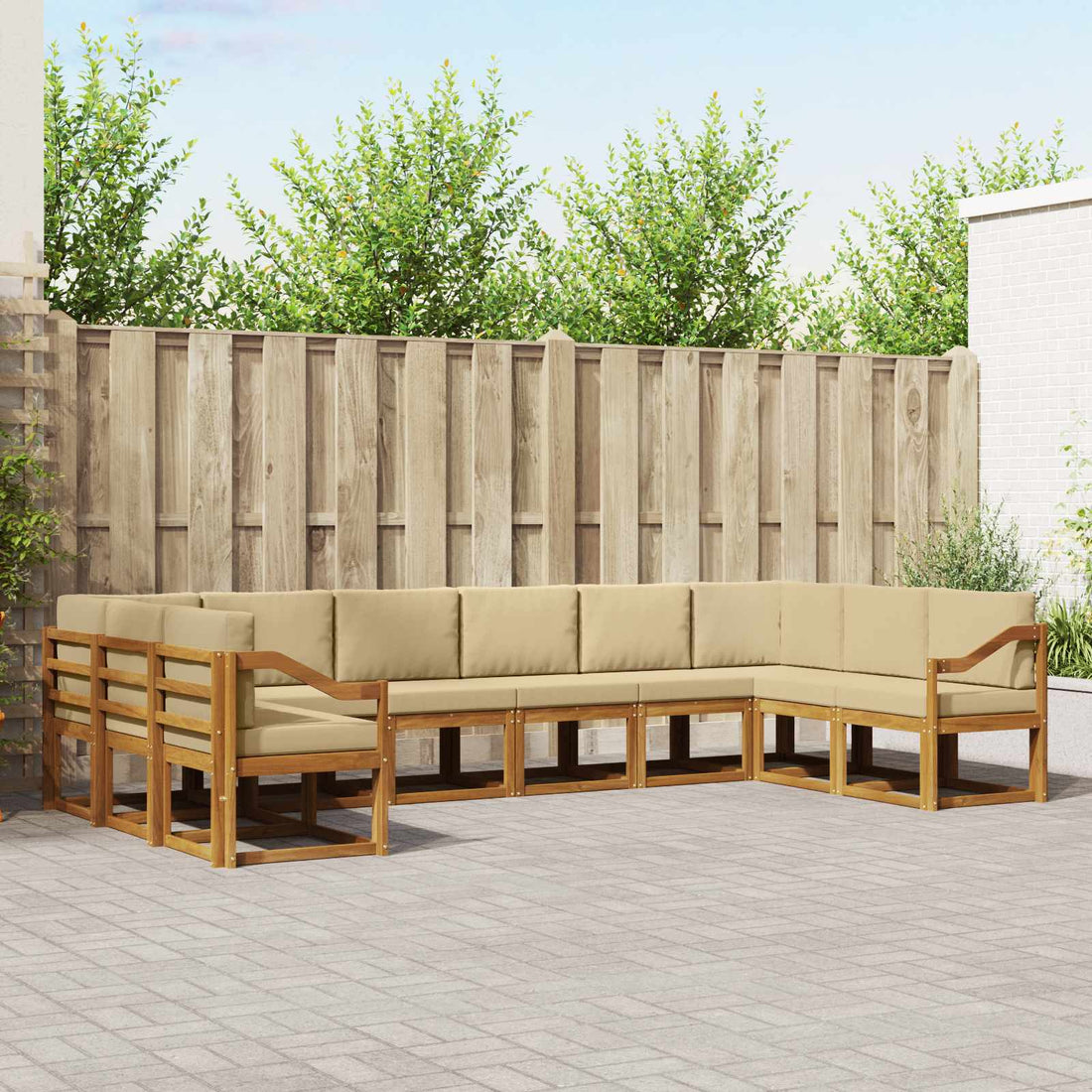vidaXL Conjunto de sofás de exterior 10 uds. Natural y Beige
