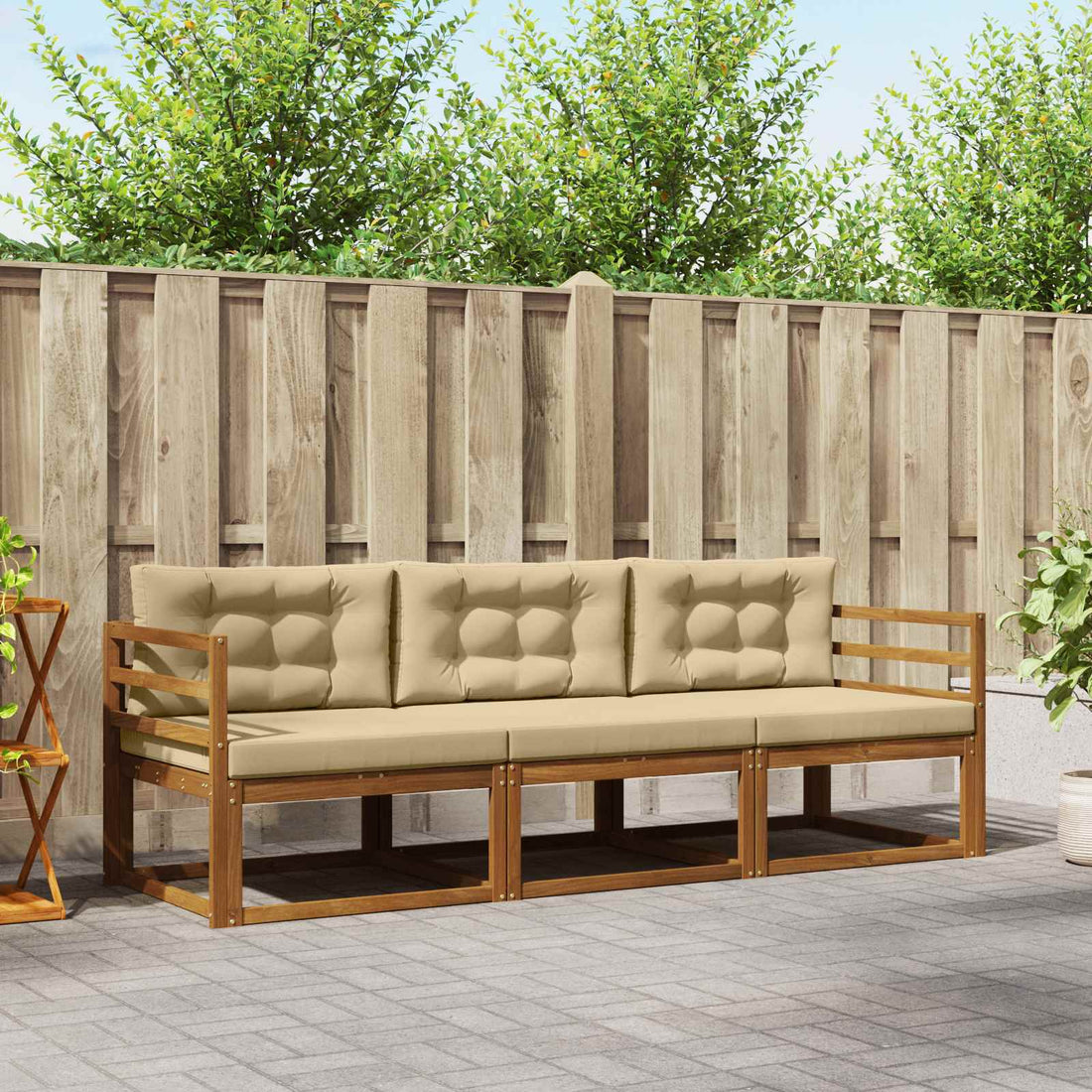 vidaXL Conjunto de sofás de exterior 3 uds. Natural y Beige