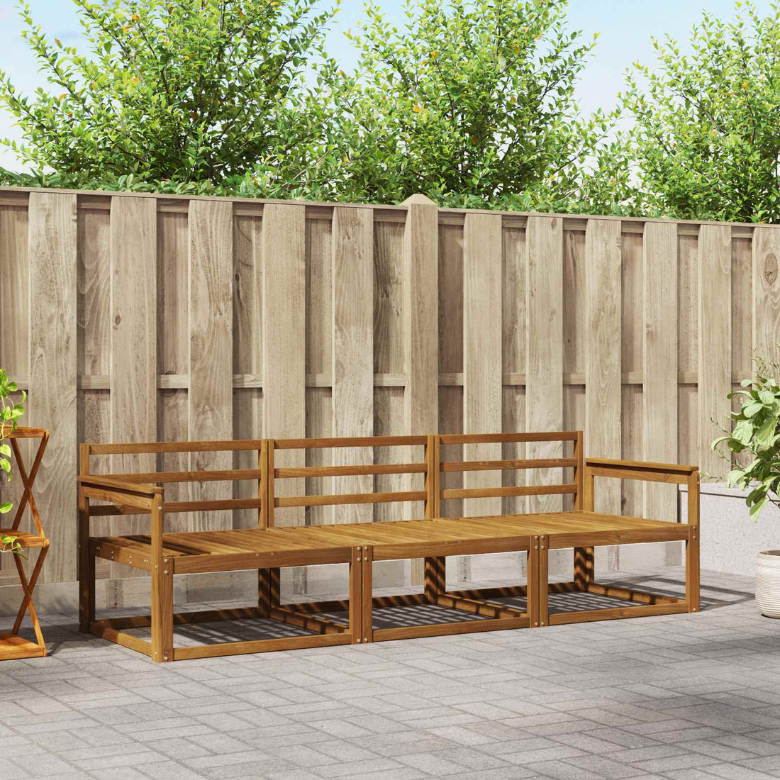 vidaXL Conjunto de sofás de exterior 3 uds. Natural