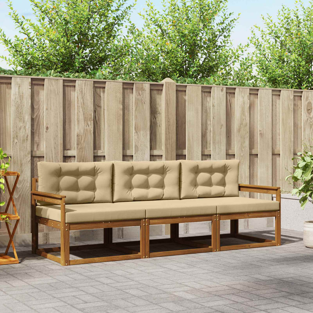 vidaXL Conjunto de sofás de exterior 3 uds. Natural y Beige