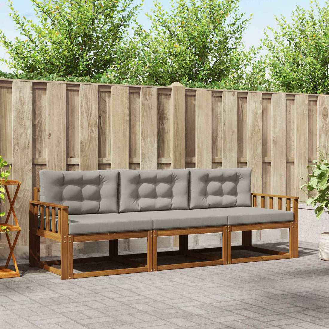 vidaXL Conjunto de sofás de exterior 3 uds. Gris Natural y Claro