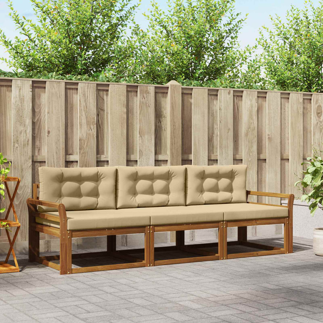 vidaXL Conjunto de sofás de exterior 3 uds. Natural y Beige