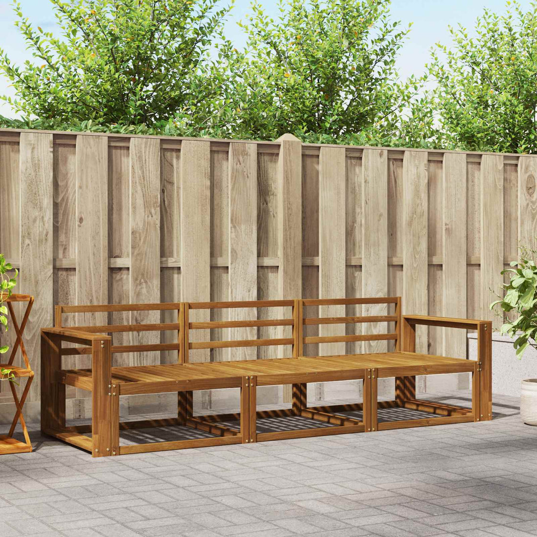 vidaXL Conjunto de sofás de exterior 3 uds. Natural