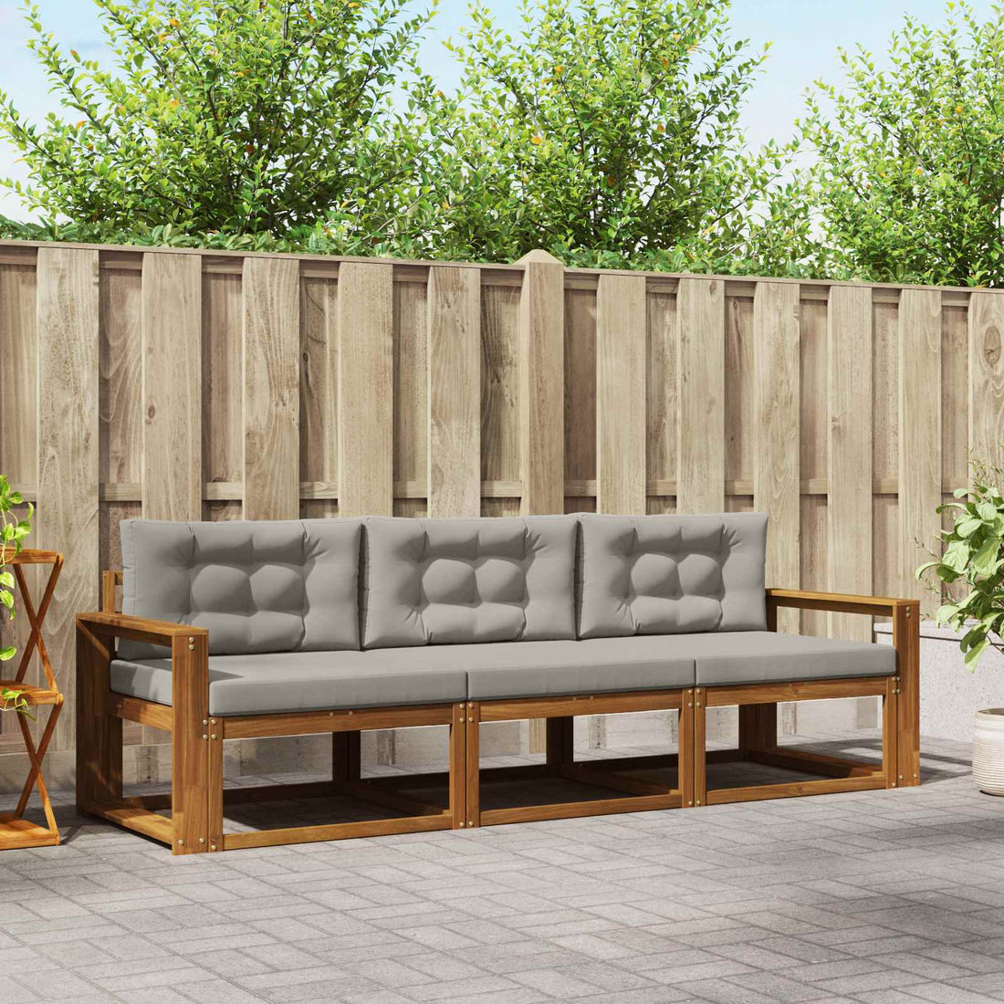 vidaXL Conjunto de sofás de exterior 3 uds. Gris Natural y Claro