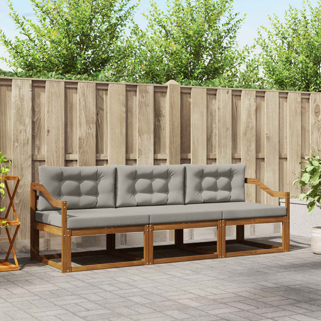 vidaXL Conjunto de sofás de exterior 3 uds. Gris Natural y Claro