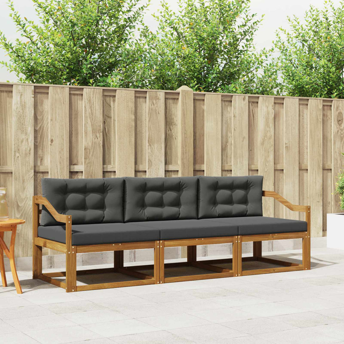 vidaXL Conjunto de sofás de exterior 3 uds. Natural y Antracita