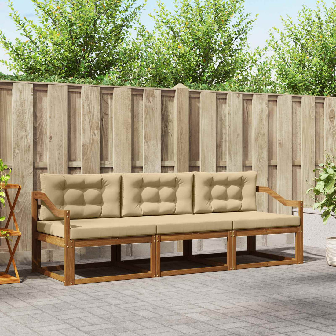 vidaXL Conjunto de sofás de exterior 3 uds. Natural y Beige