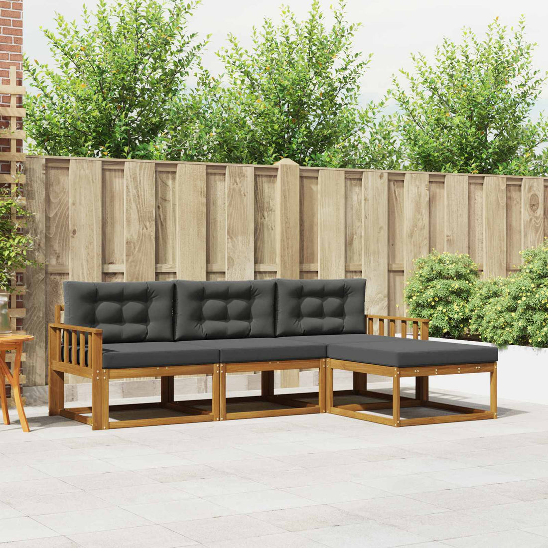 vidaXL Conjunto de sofás de exterior 4 uds. Natural y Antracita