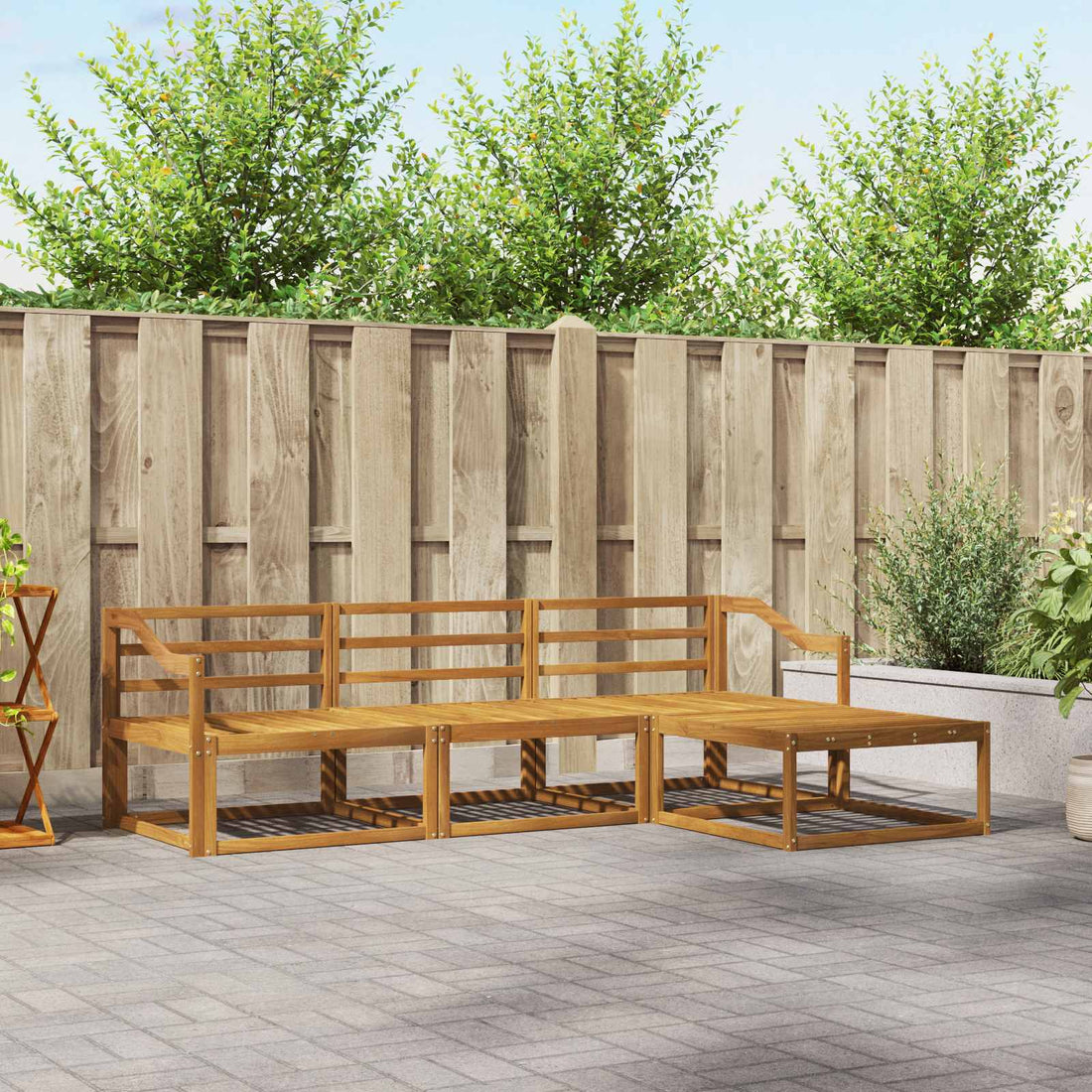 vidaXL Conjunto de sofás de exterior 4 uds. Natural