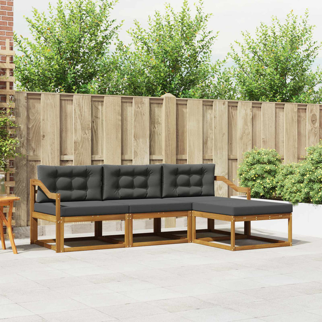 vidaXL Conjunto de sofás de exterior 4 uds. Natural y Antracita