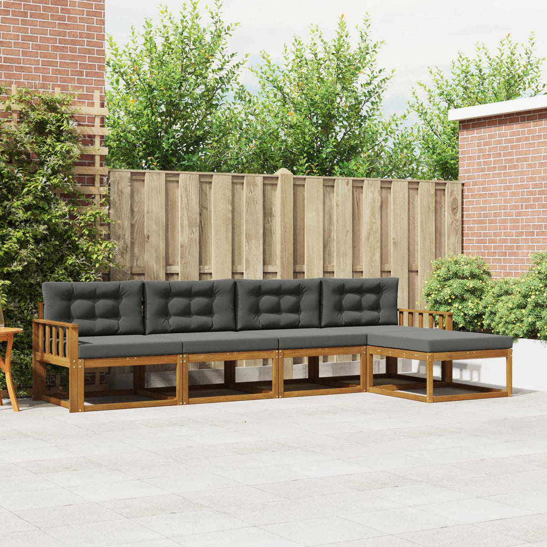 vidaXL Conjunto de sofás de exterior 5 uds. Natural y Antracita