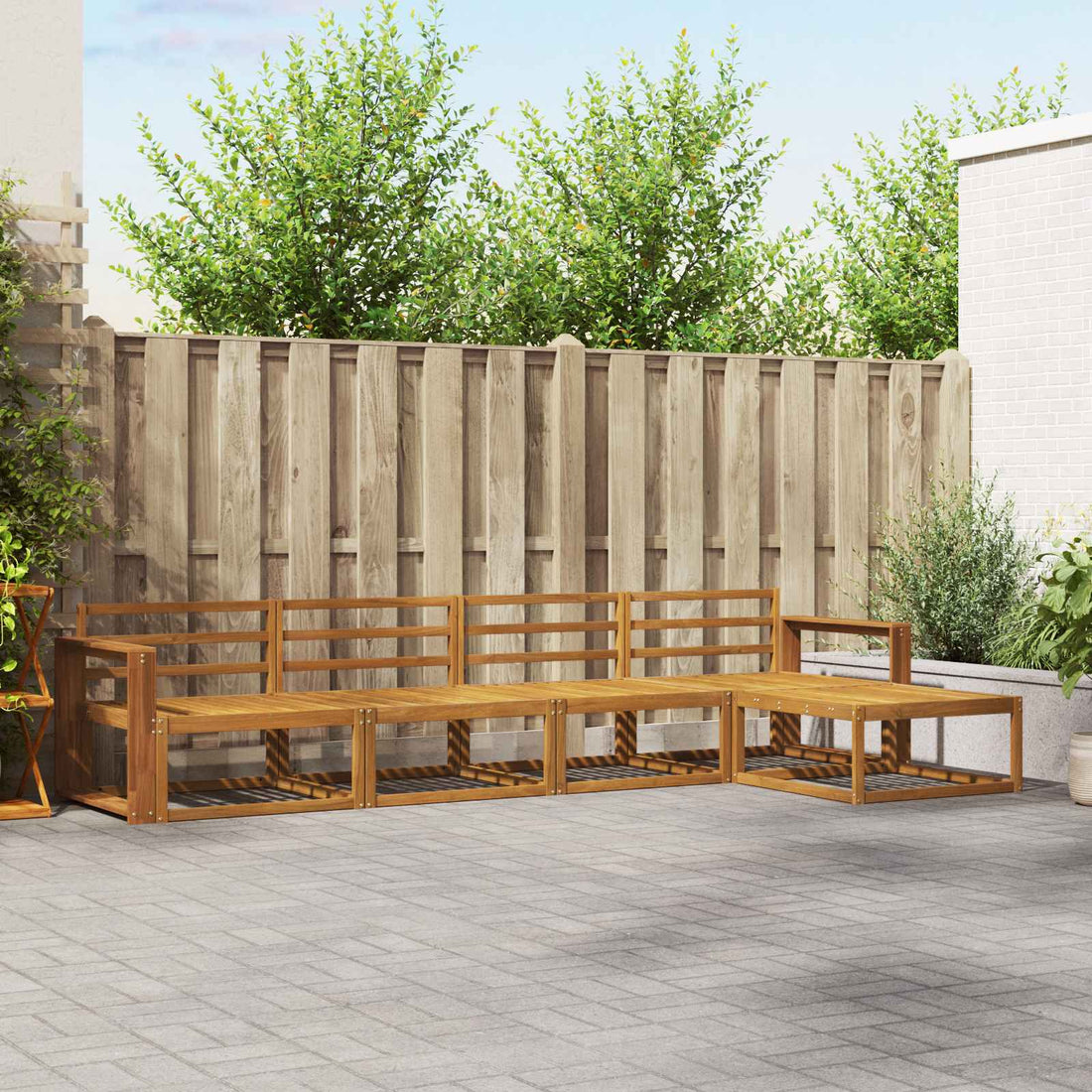 vidaXL Conjunto de sofás de exterior 5 uds. Natural