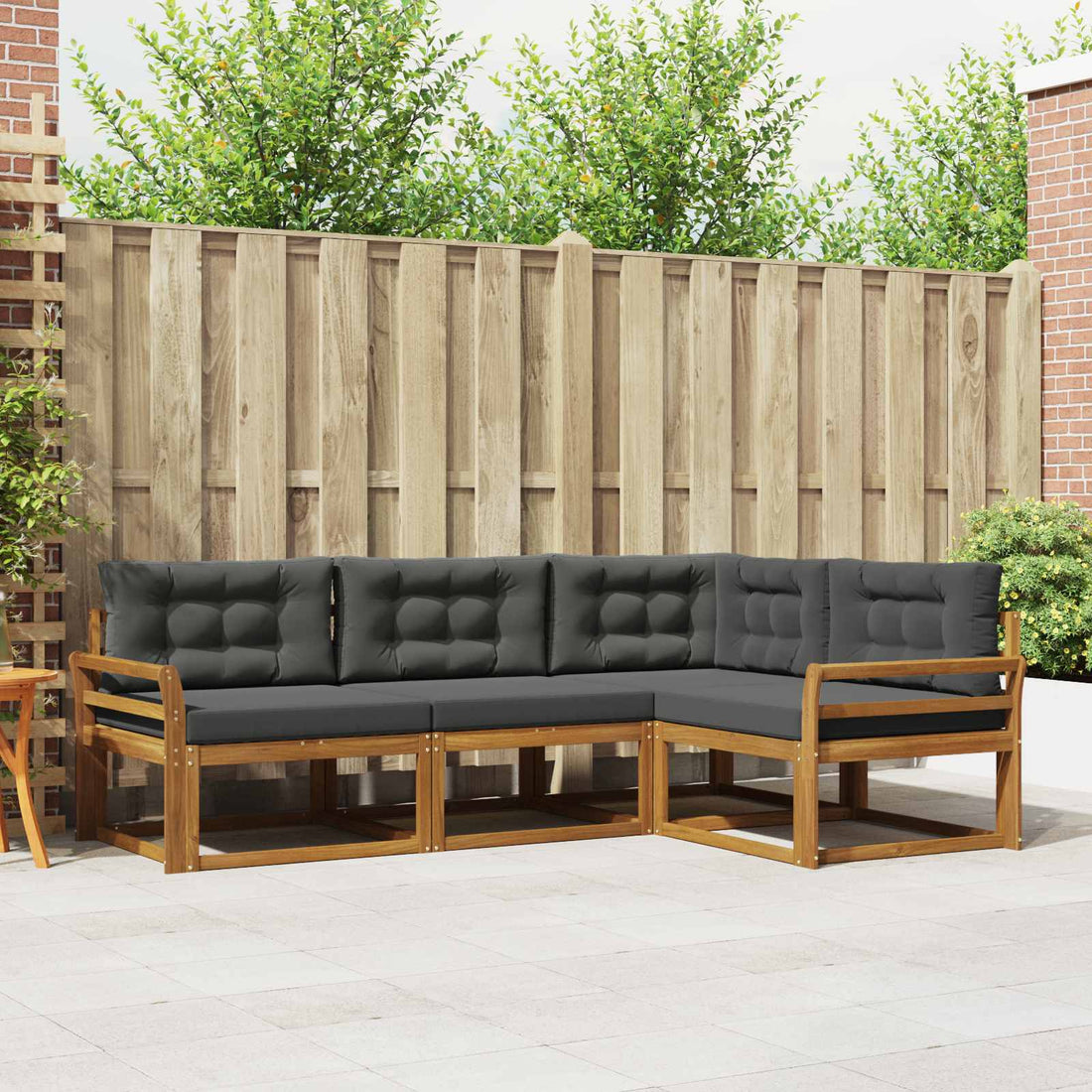 vidaXL Conjunto de sofás de exterior 4 uds. Natural y Antracita
