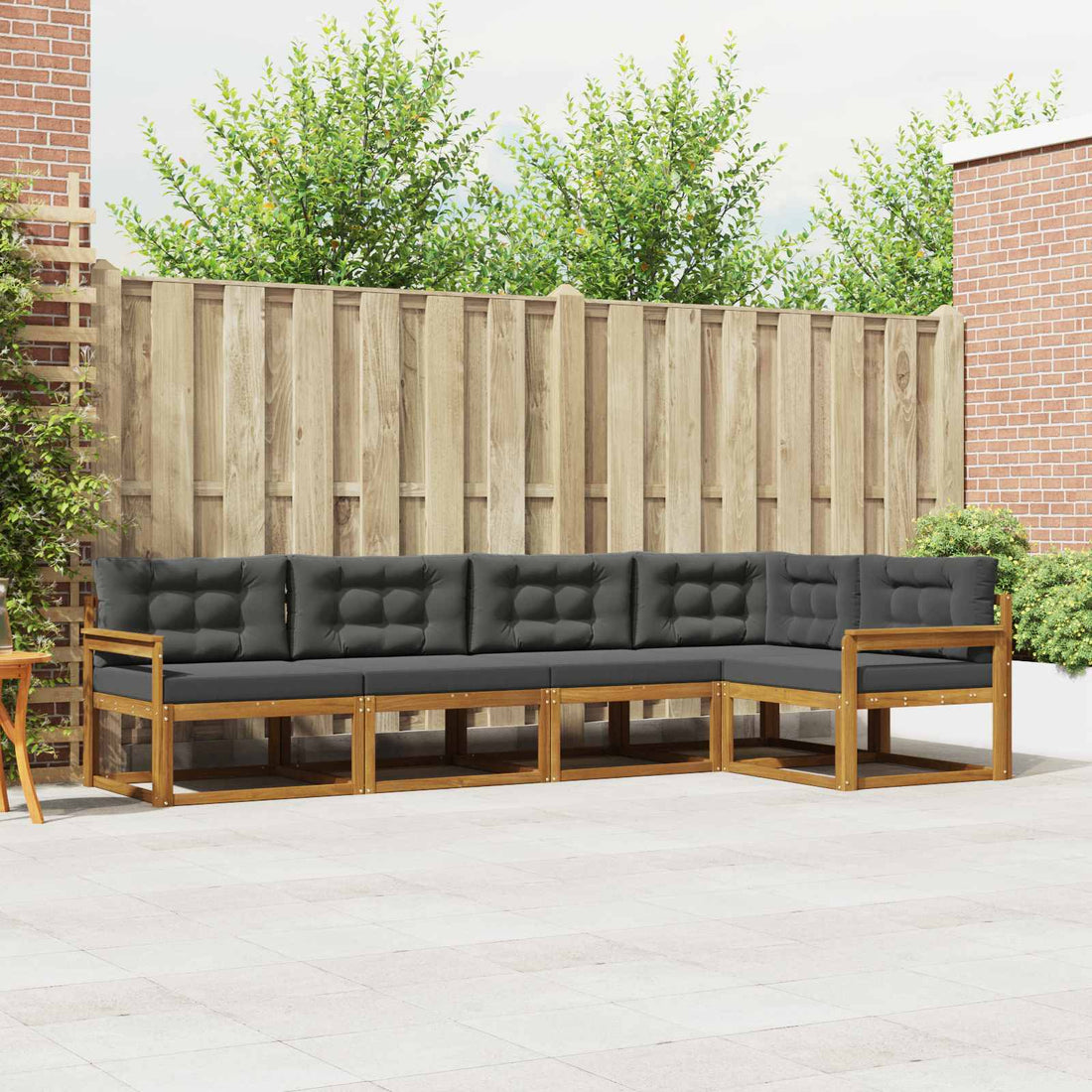 vidaXL Conjunto de sofás de exterior 5 uds. Natural y Antracita
