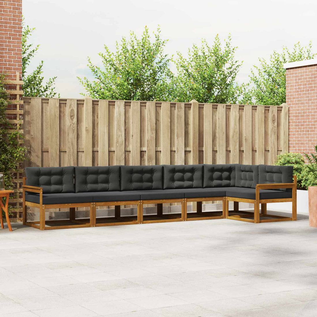 vidaXL Conjunto de sofás de exterior 6 uds. Natural y Antracita