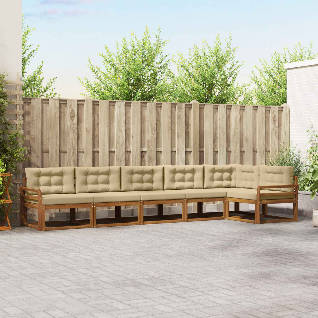 vidaXL Conjunto de sofás de exterior 6 uds. Natural y Beige
