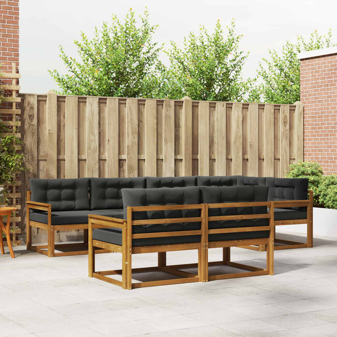 vidaXL Conjunto de sofás de exterior 8 uds. Natural y Antracita