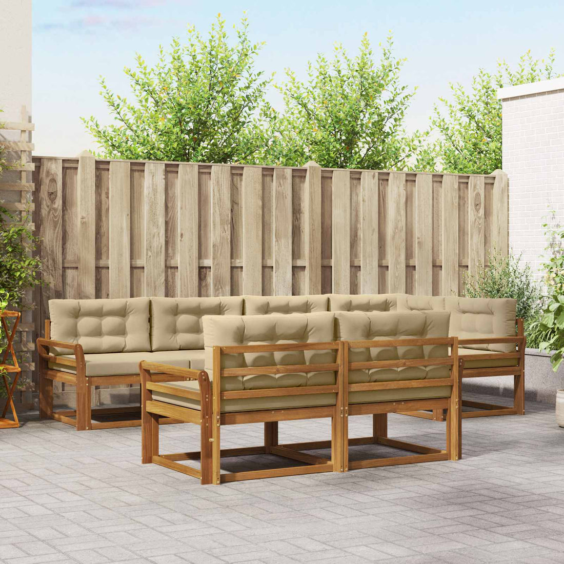 vidaXL Conjunto de sofás de exterior 8 uds. Natural y Beige