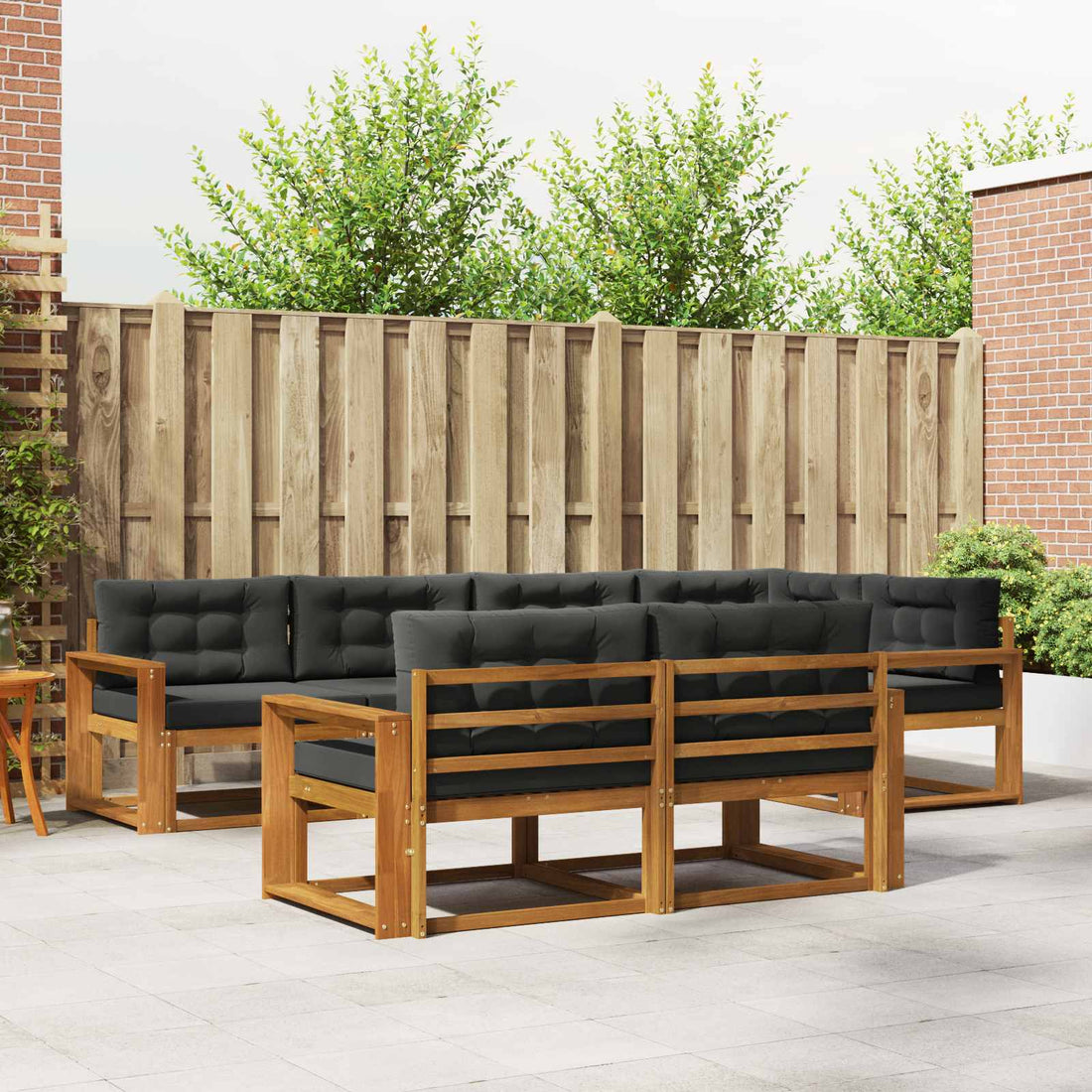 vidaXL Conjunto de sofás de exterior 8 uds. Natural y Antracita