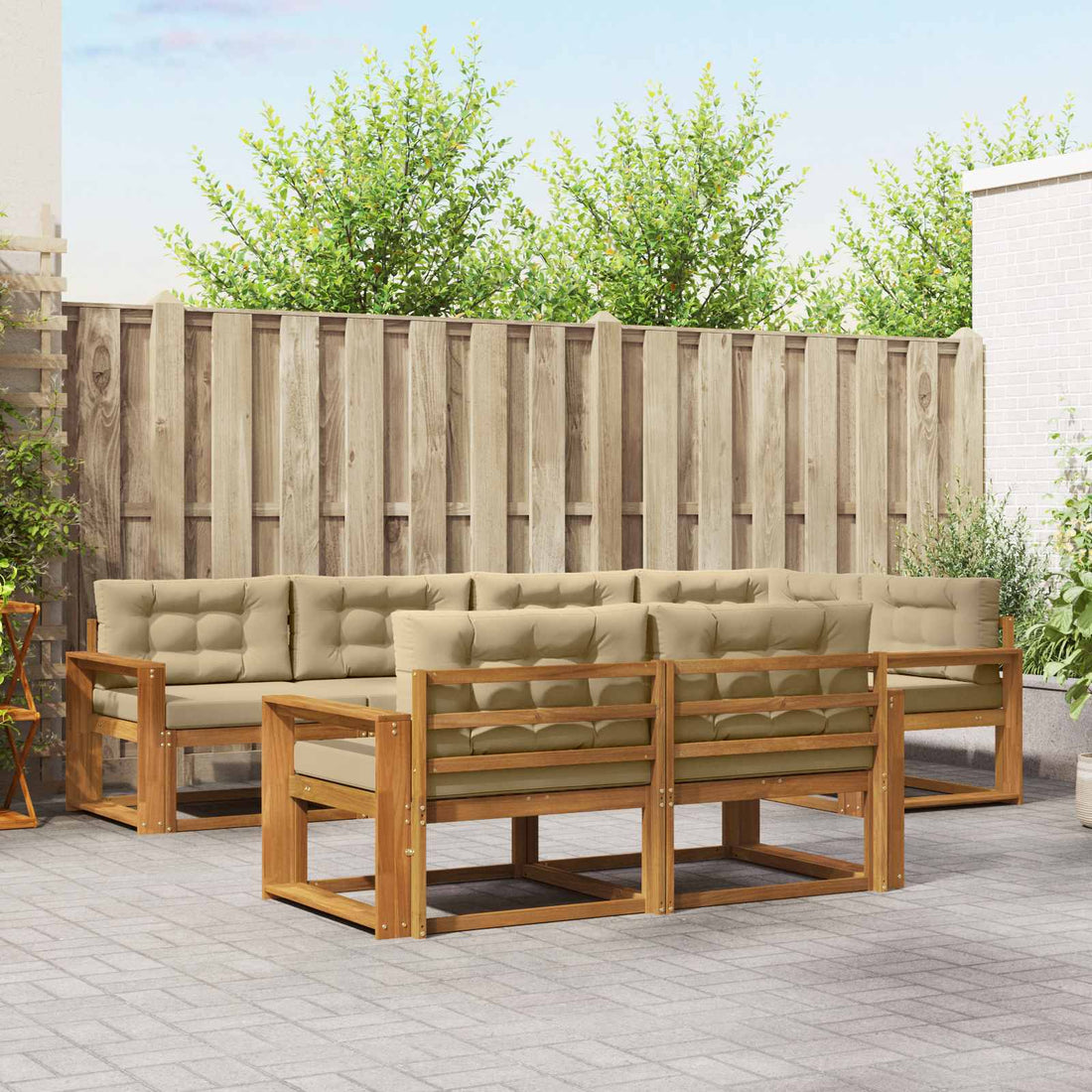 vidaXL Conjunto de sofás de exterior 8 uds. Natural y Beige