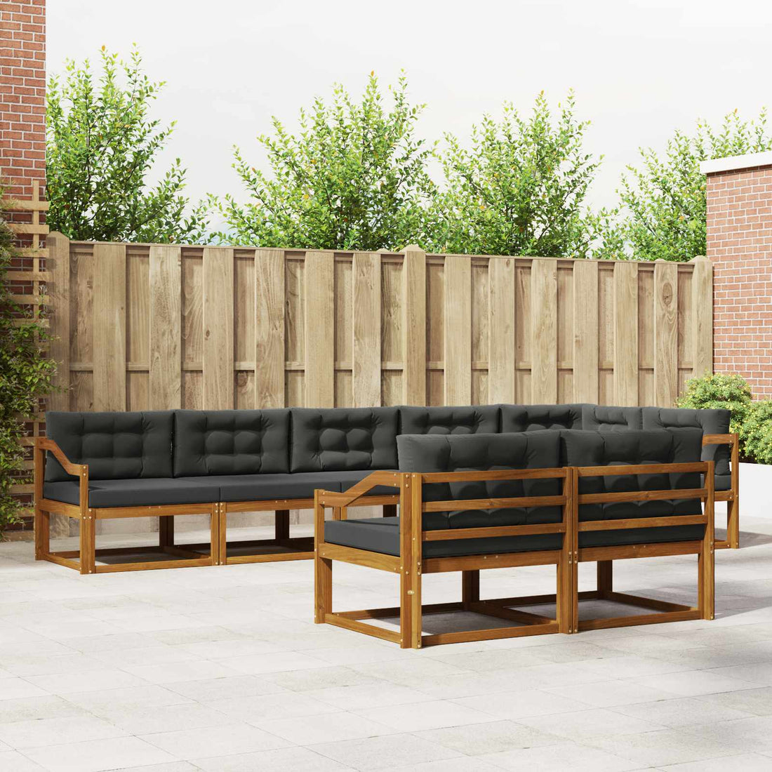 vidaXL Conjunto de sofás de exterior 8 uds. Natural y Antracita
