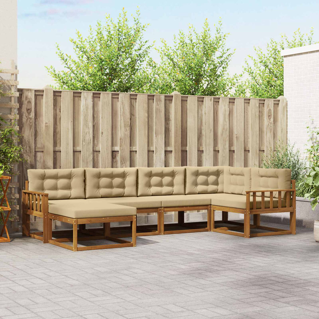 vidaXL Conjunto de sofás de exterior 6 uds. Natural y Beige