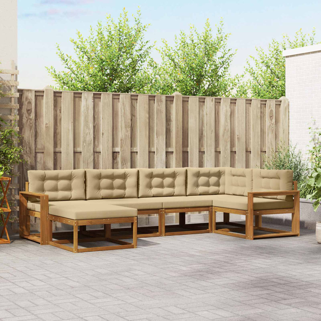 vidaXL Conjunto de sofás de exterior 6 uds. Natural y Beige