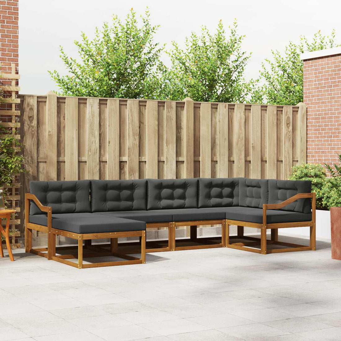 vidaXL Conjunto de sofás de exterior 6 uds. Natural y Antracita
