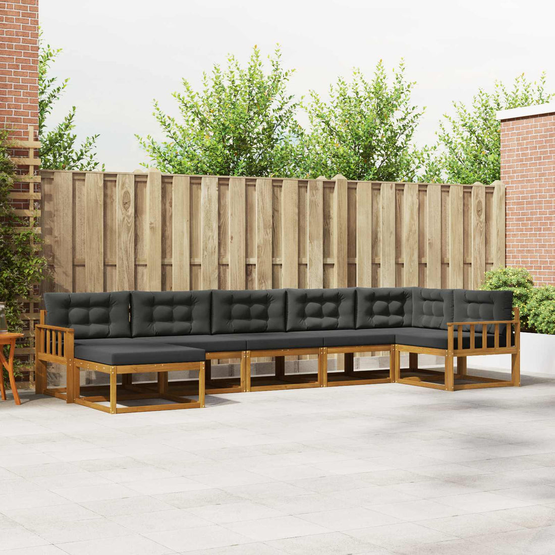 vidaXL Conjunto de sofás de exterior 7 uds. Natural y Antracita