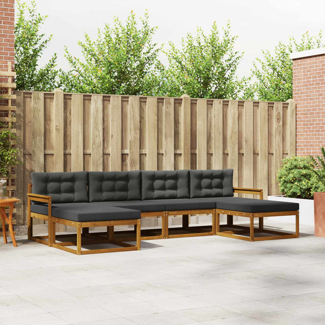 vidaXL Conjunto de sofás de exterior 6 uds. Natural y Antracita