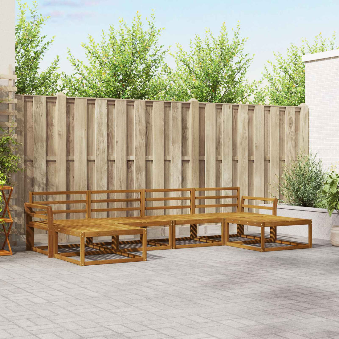 vidaXL Conjunto de sofás de exterior 6 uds. Natural