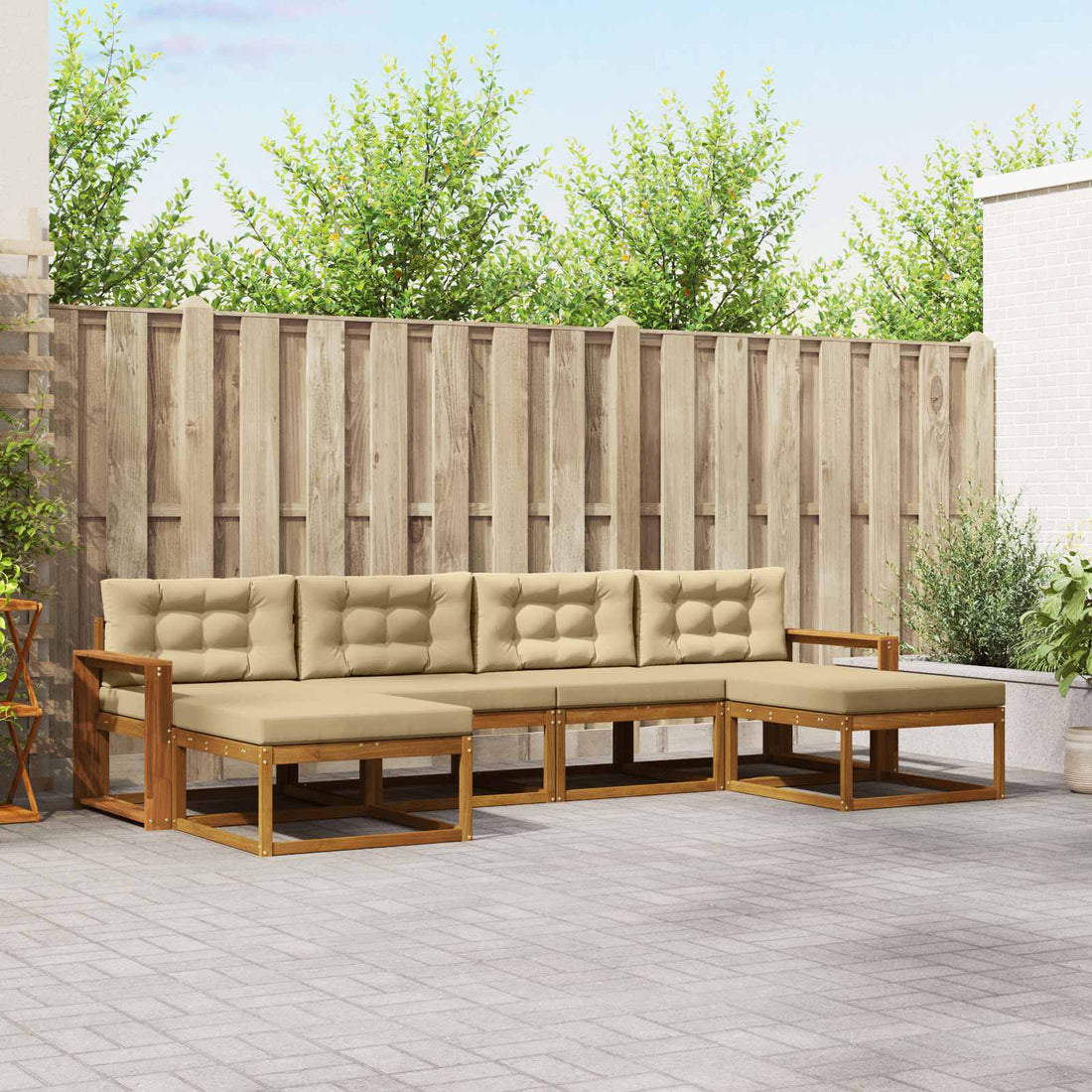 vidaXL Conjunto de sofás de exterior 6 uds. Natural y Beige
