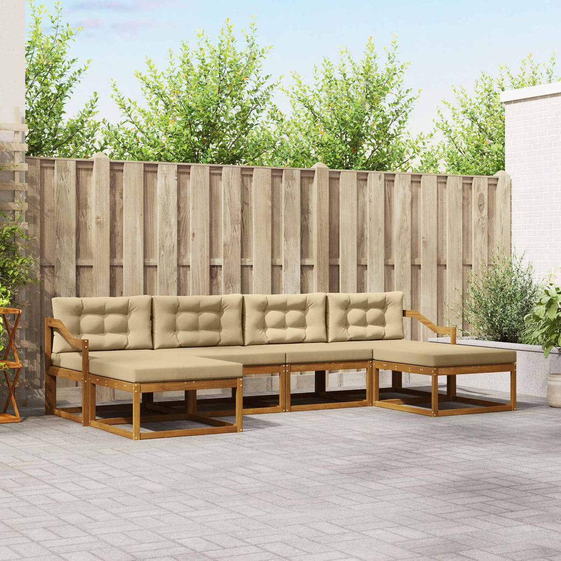 vidaXL Conjunto de sofás de exterior 6 uds. Natural y Beige