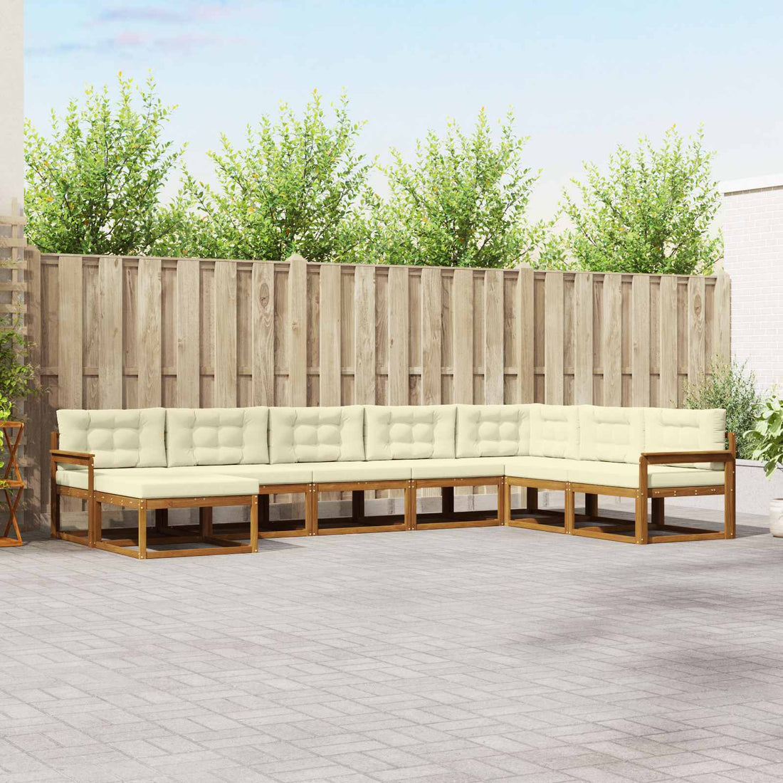 vidaXL Conjunto de sofás de exterior 8 uds. Natural y Crema
