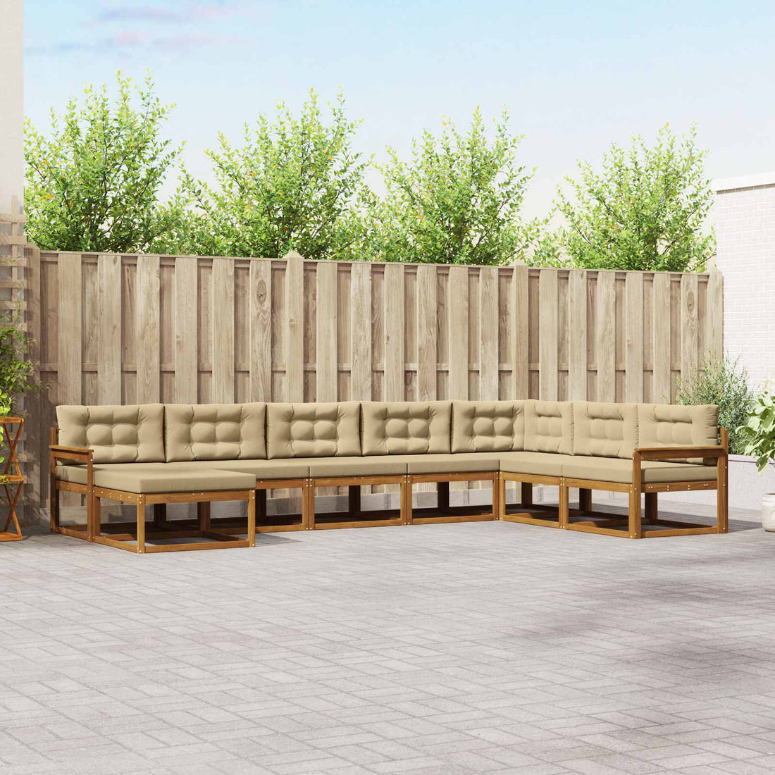 vidaXL Conjunto de sofás de exterior 8 uds. Natural y Beige