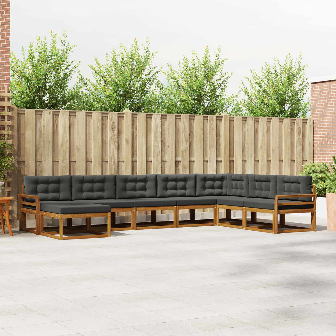 vidaXL Conjunto de sofás de exterior 8 uds. Natural y Antracita