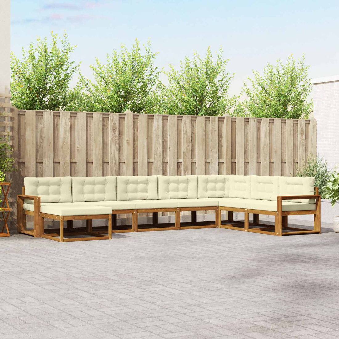 vidaXL Conjunto de sofás de exterior 8 uds. Natural y Crema
