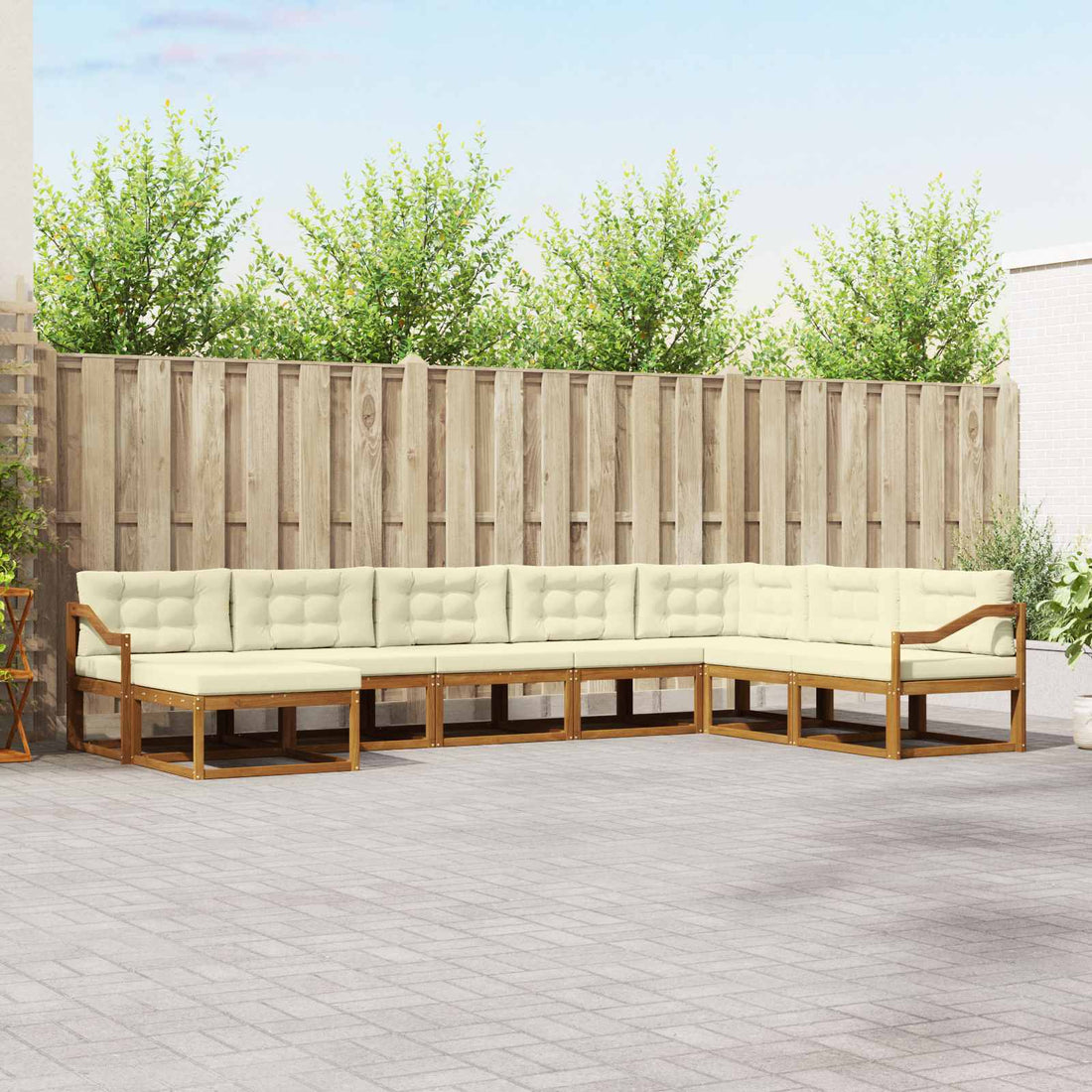 vidaXL Conjunto de sofás de exterior 8 uds. Natural y Crema