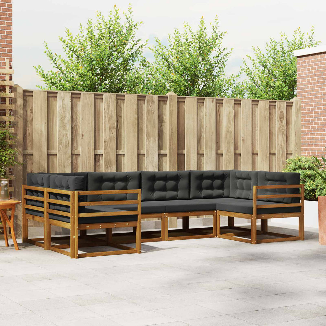 vidaXL Conjunto de sofás de exterior 6 uds. Natural y Antracita
